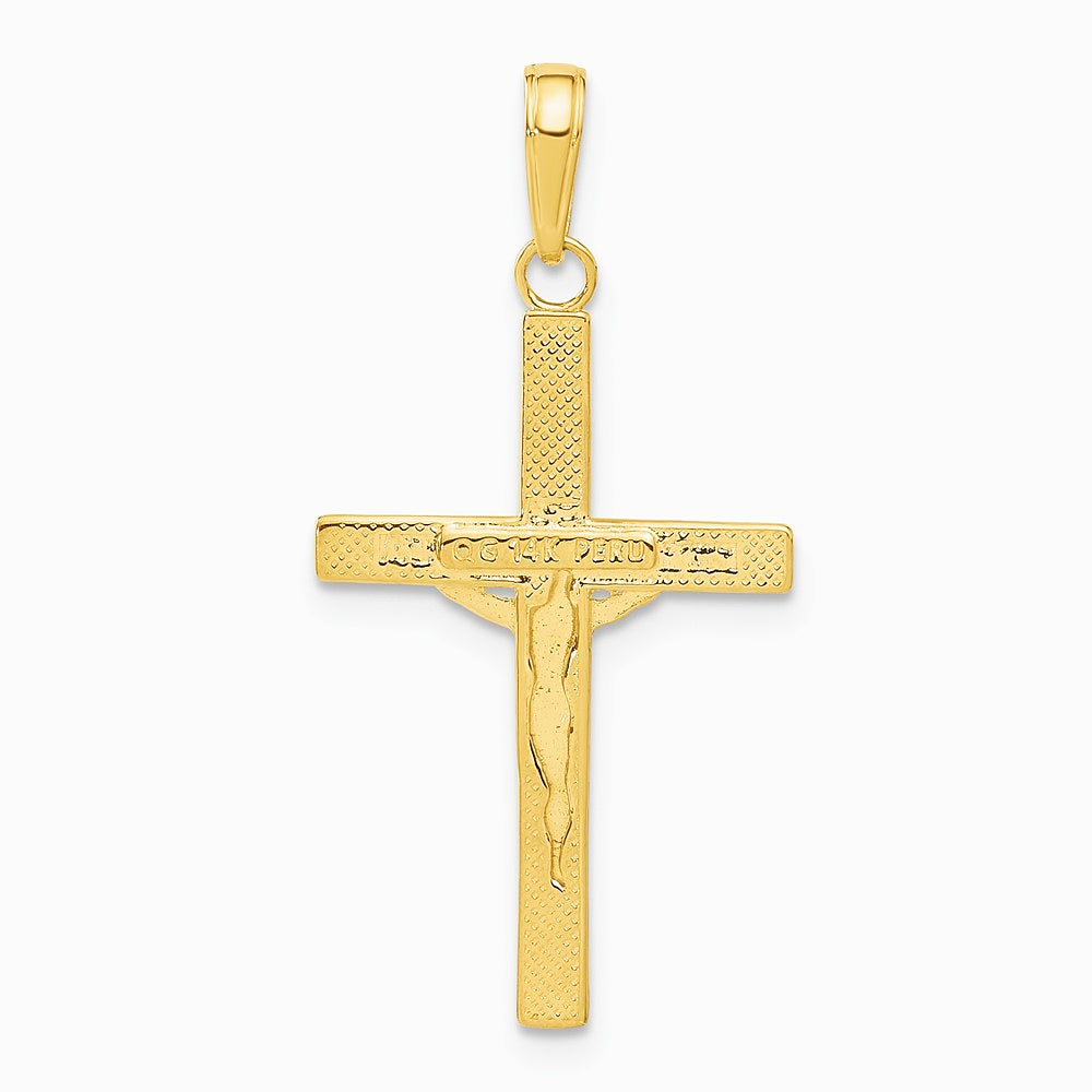 10K / 14K Yellow Gold Diamond-cut Fancy Tipped Crucifix Pendant - Product Photo