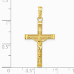 10K / 14K Yellow Gold Diamond-cut Fancy Tipped Crucifix Pendant - Product Photo