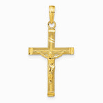 10K / 14K Yellow Gold Diamond-cut Fancy Tipped Crucifix Pendant - Product Photo