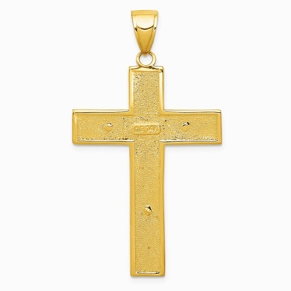 10K / 14K Yellow Gold Textured Crucifix Latin Cross Pendant - Product Photo