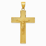 10K / 14K Yellow Gold Textured Crucifix Latin Cross Pendant - Product Photo