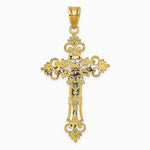 10K / 14K Two-tone Large Lacey-edged INRI Crucifix Pendant - Product Photo