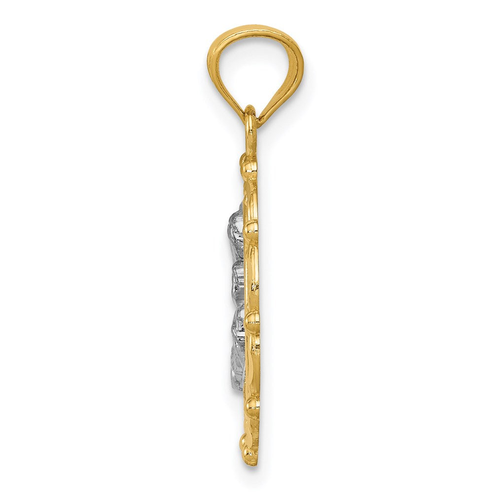 14K Yellow & Rhodium with Rhodium Mother Holding Baby Pendant - Product Photo