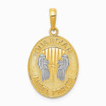 14K Yellow & Rhodium W/Rhodium Reversible Guardian Angel Prayer Pendant - Product Photo