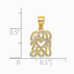 10K / 14K Yellow Gold GOD HEARTS YOU Charm - Product Photo