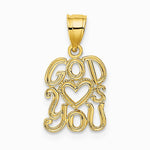 10K / 14K Yellow Gold GOD HEARTS YOU Charm - Product Photo