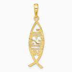 10K / 14K Yellow Gold Ichthus Fish With JESUS Pendant - Product Photo