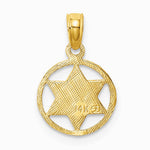 10K / 14K Yellow Gold Star of David in Circle Frame Pendant - Product Photo