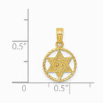 10K / 14K Yellow Gold Star of David in Circle Frame Pendant - Product Photo