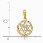 10K / 14K Yellow Gold Star Of David And Chai In Circle Pendant - Product Photo