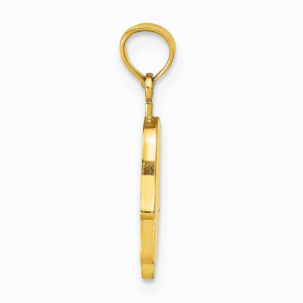 10K / 14K Yellow Gold Large Solid Hamsa Pendant - Product Photo