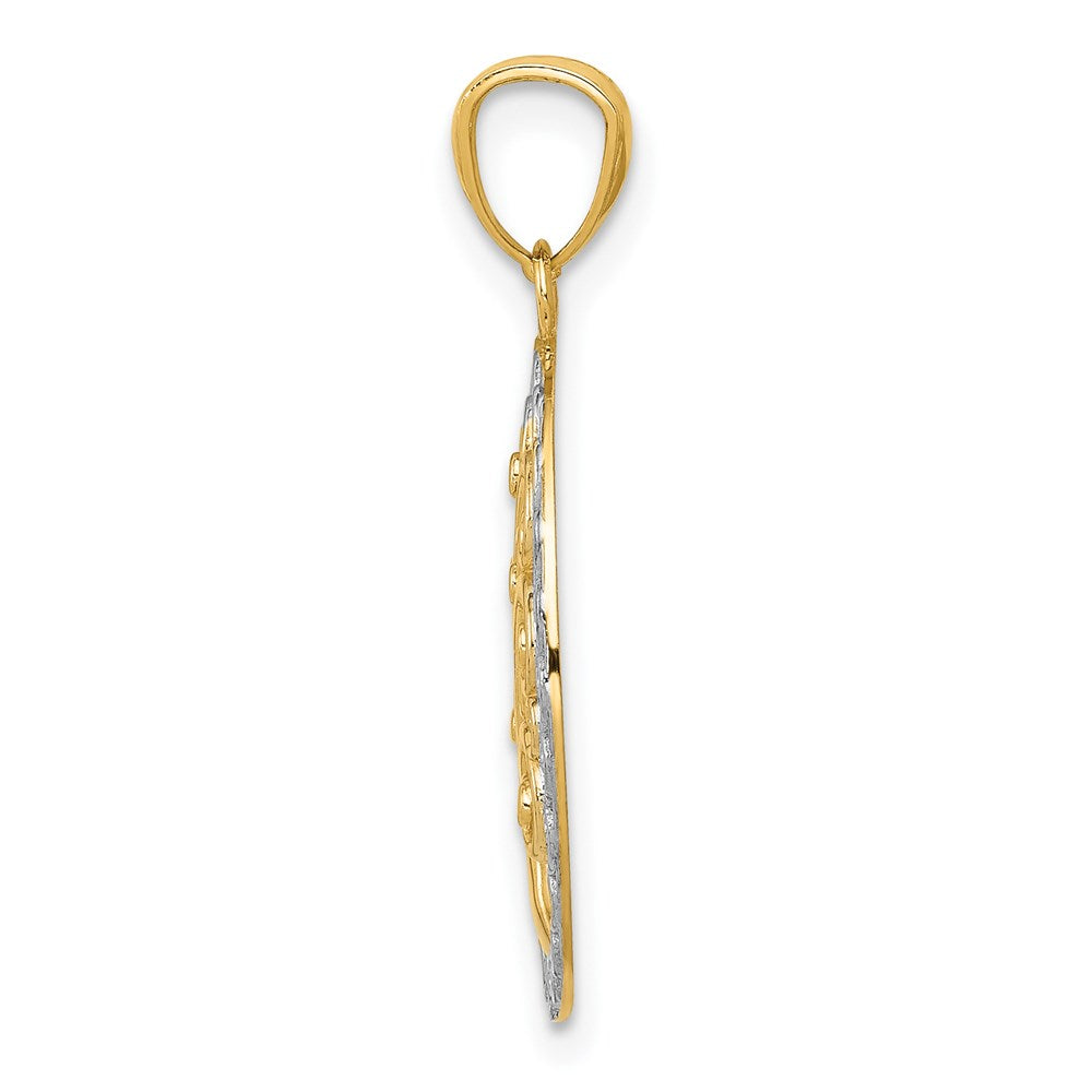 14K Yellow & Rhodium w/ Rhodium Tree of Life Pendant - Product Photo