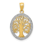 14K Yellow & Rhodium w/ Rhodium Tree of Life Pendant - Product Photo