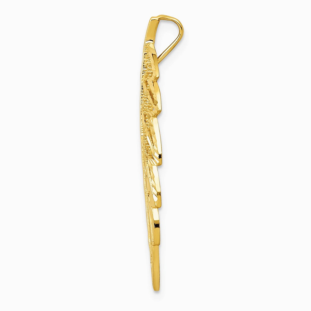 14K Yellow Gold Diamond Cut Leaf Chain Slide - Product Photo