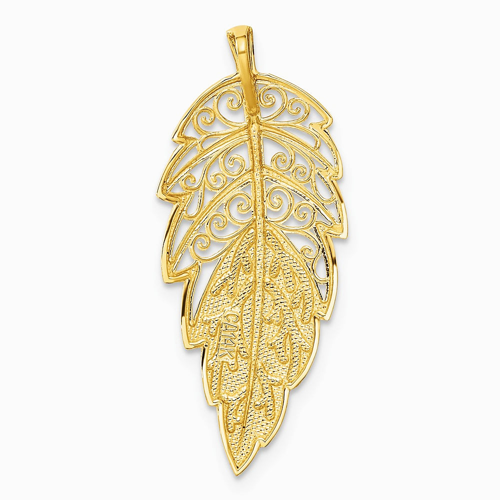 14K Yellow Gold Diamond Cut Leaf Chain Slide - Product Photo