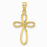 10K / 14K Yellow Gold Ribbon Cross Pendant - Product Photo
