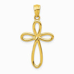 10K / 14K Yellow Gold Ribbon Cross Pendant - Product Photo