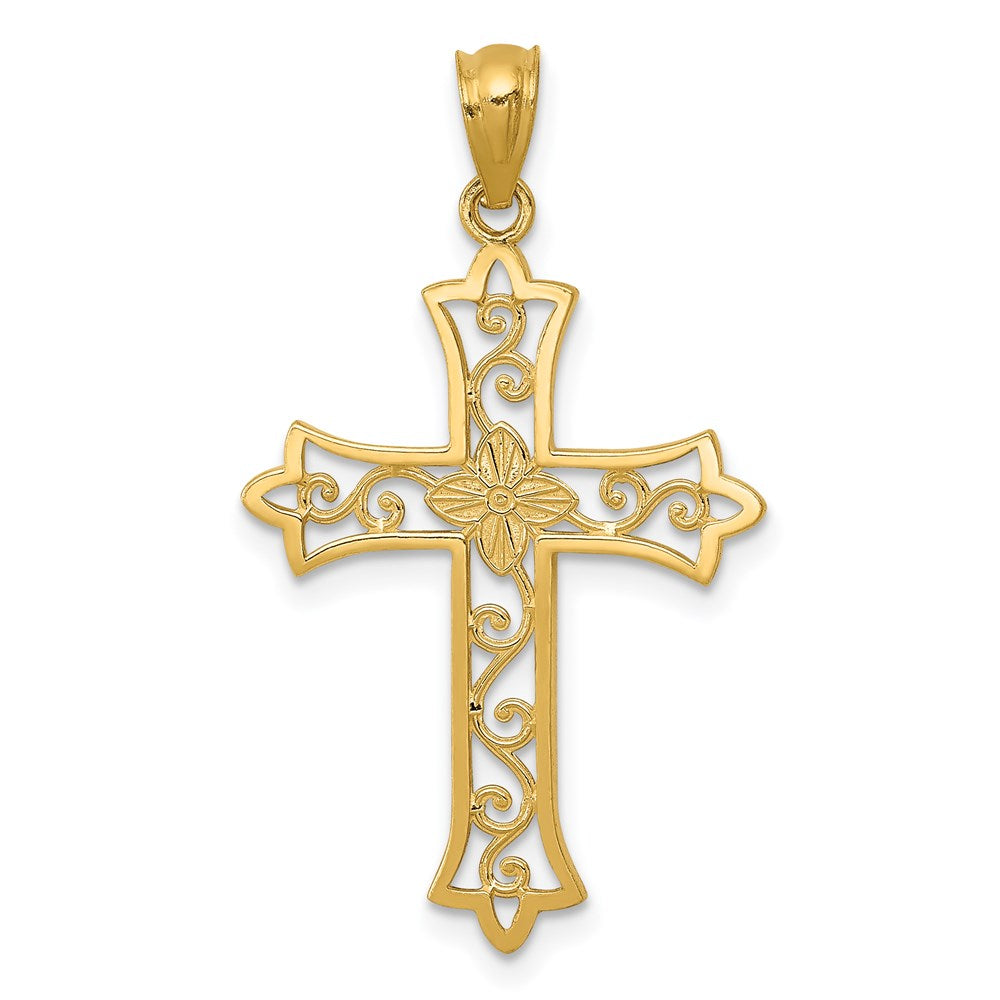 14k Yellow Gold Cross Pendant - Product Photo