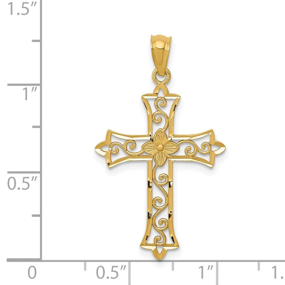 14k Yellow Gold Cross Pendant - Product Photo