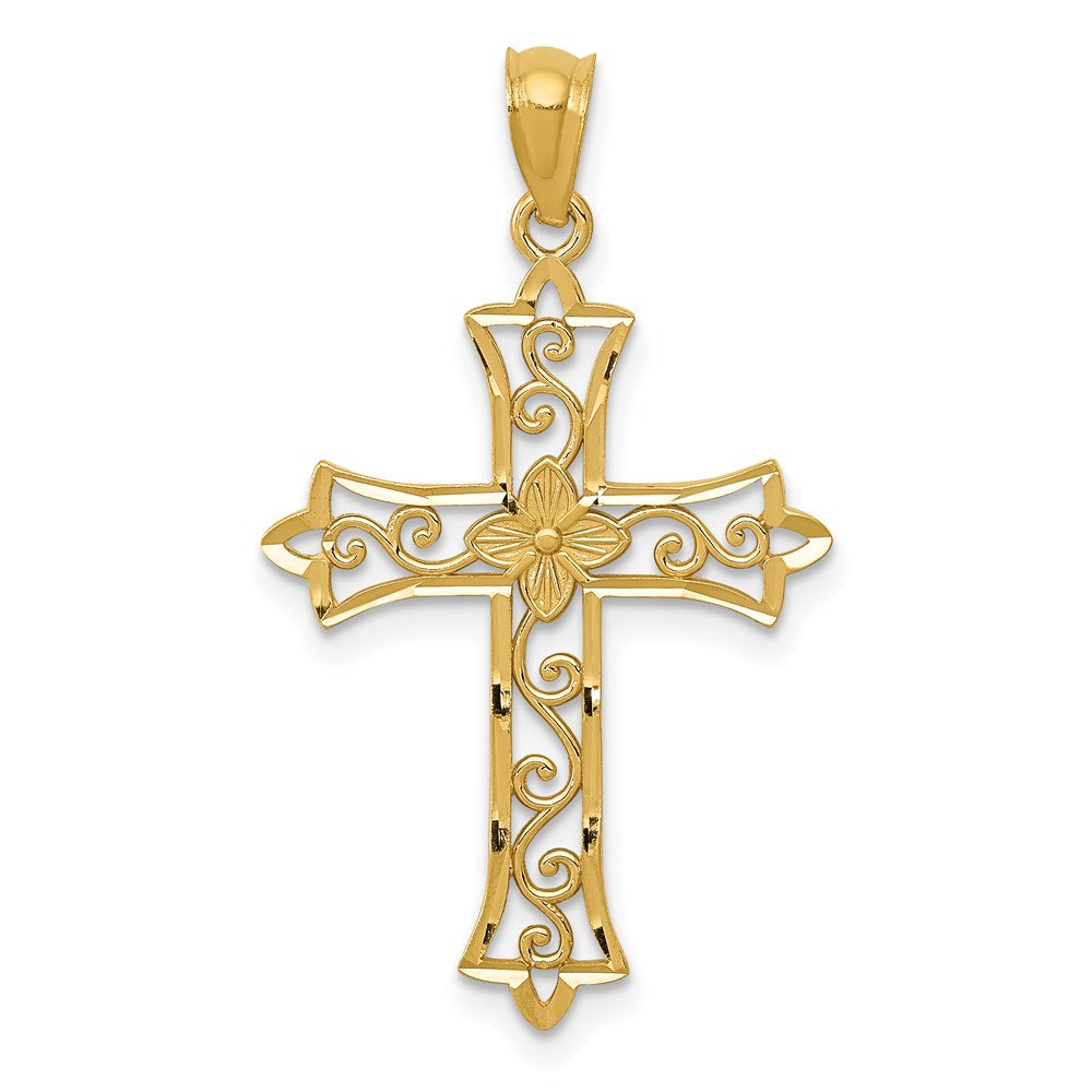 14k Yellow Gold Cross Pendant - Product Photo
