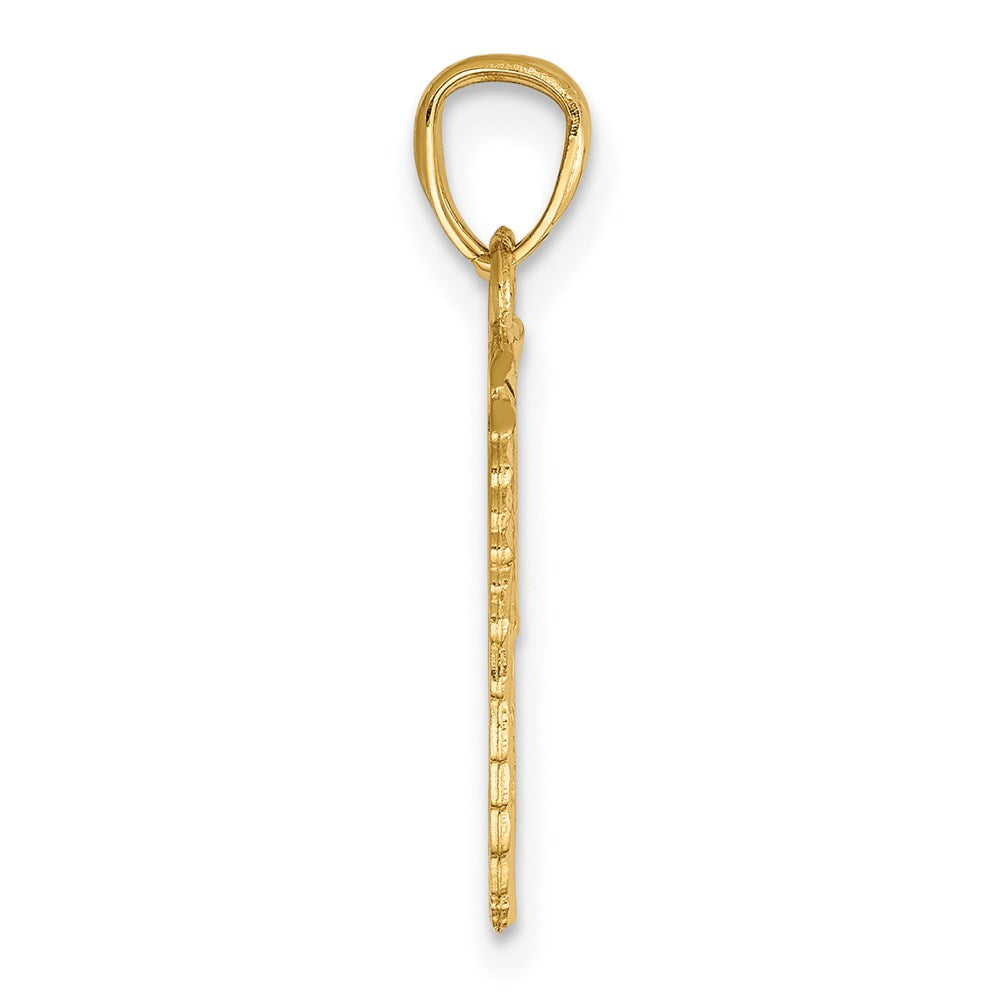 14k Yellow Gold Break Apart Diamond-cut Wings Pendant - Product Photo