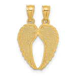 14k Yellow Gold Break Apart Diamond-cut Wings Pendant - Product Photo