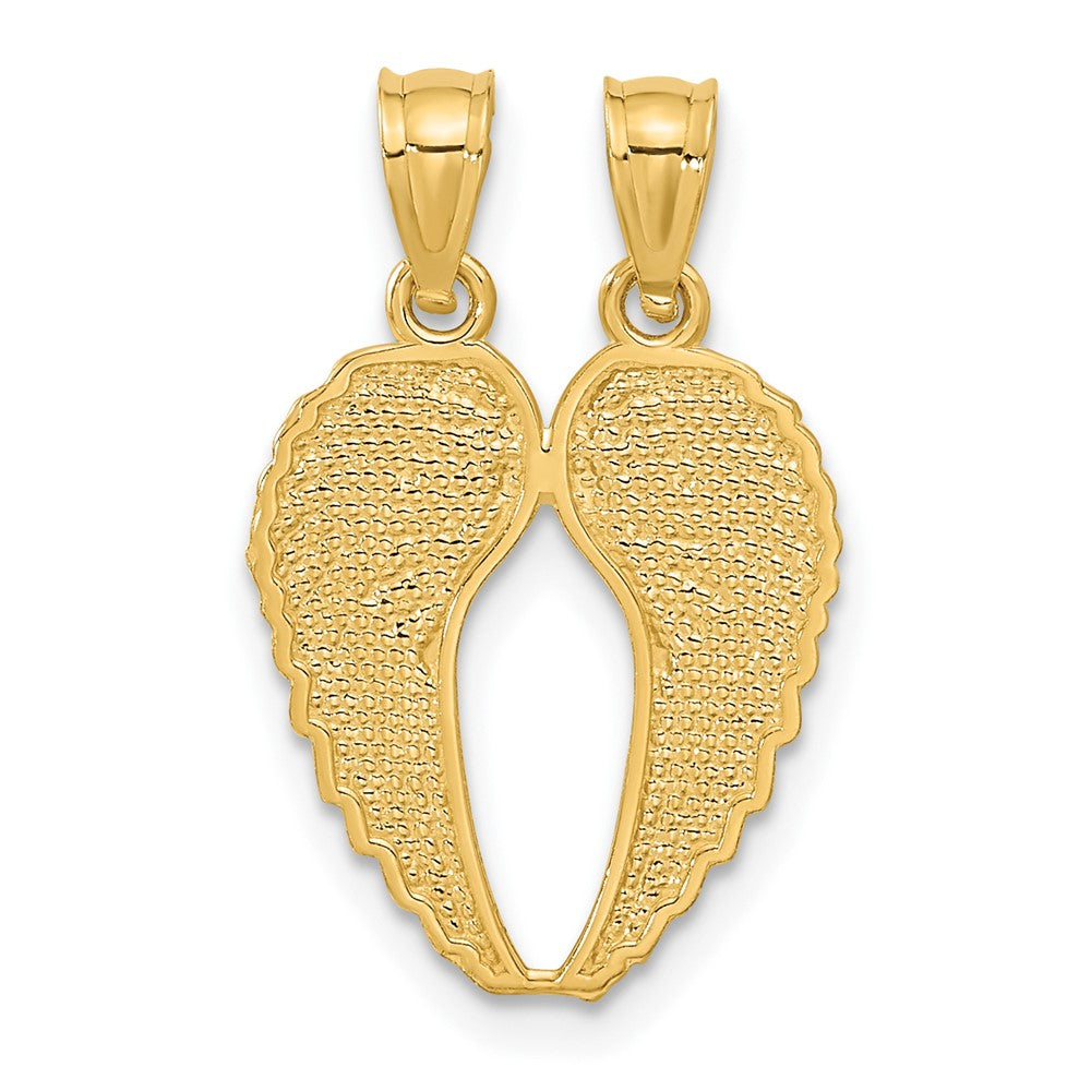14k Yellow Gold Break Apart Diamond-cut Wings Pendant - Product Photo