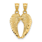 14k Yellow Gold Break Apart Diamond-cut Wings Pendant - Product Photo