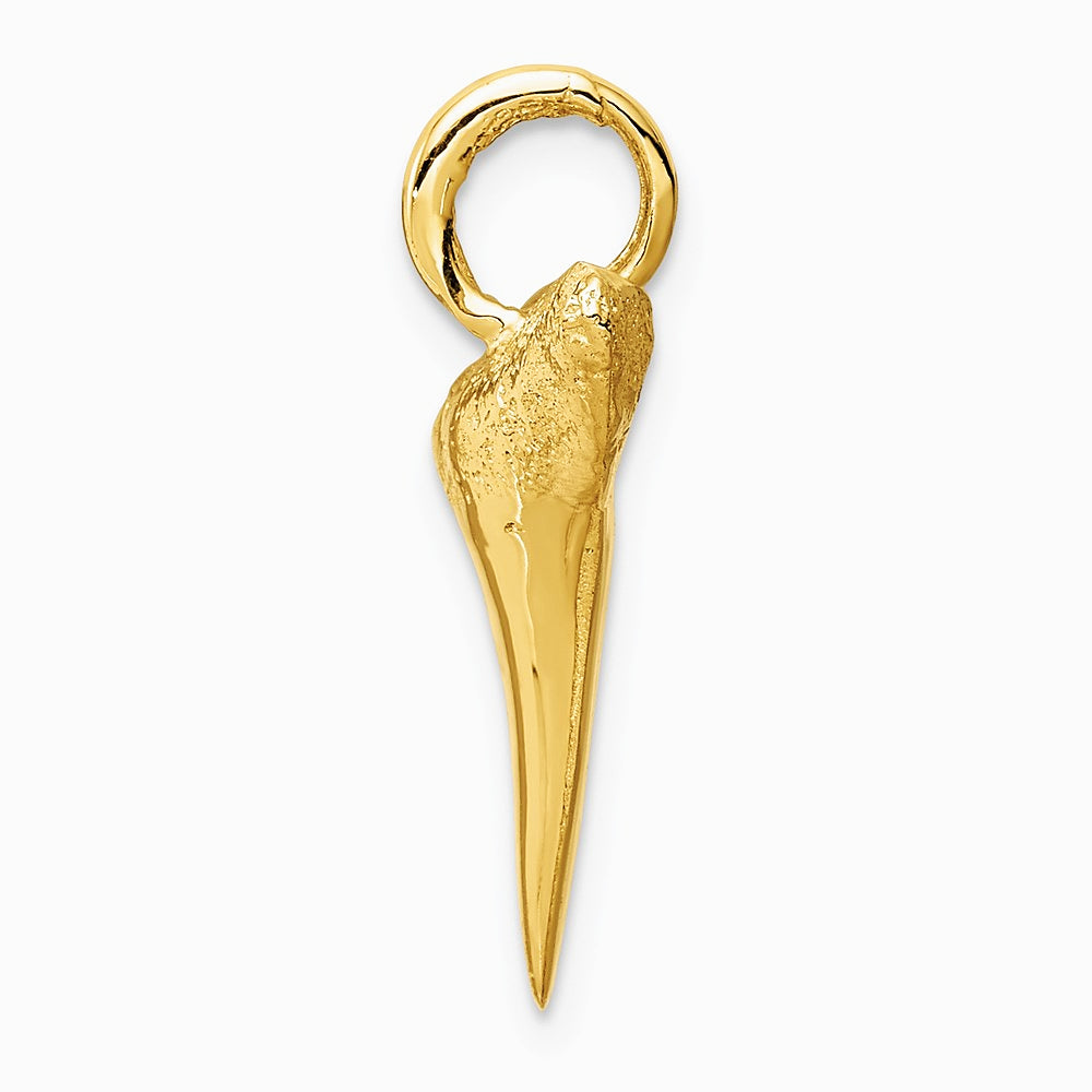 10K / 14K Yellow Gold Shark Tooth Pendant - Product Photo