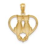 14K Sitting Cats in a Heart Pendant - Product Photo