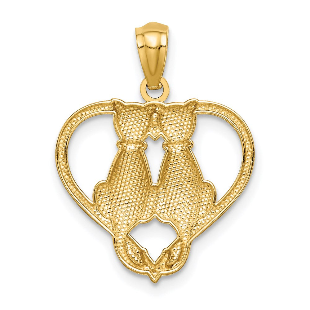 14K Sitting Cats in a Heart Pendant - Product Photo