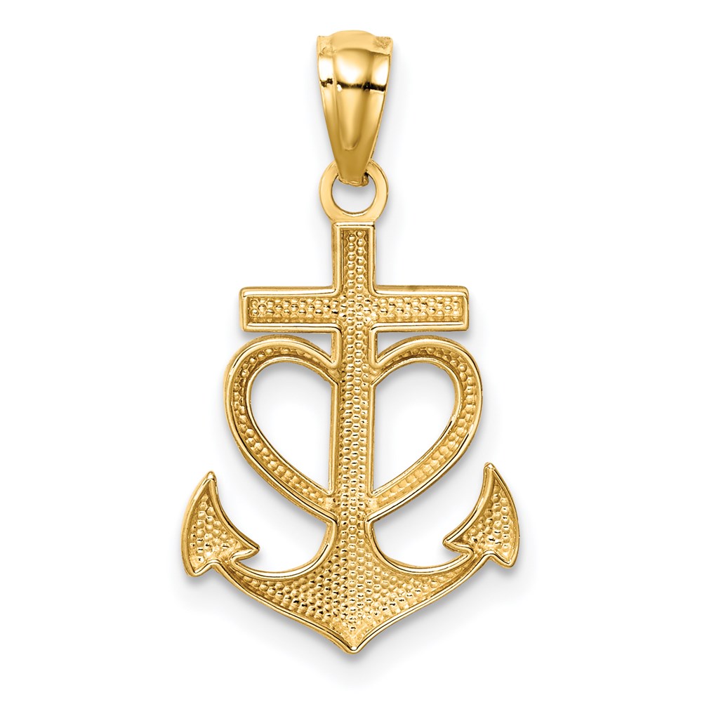 14K Anchor with Heart Pendant - Product Photo