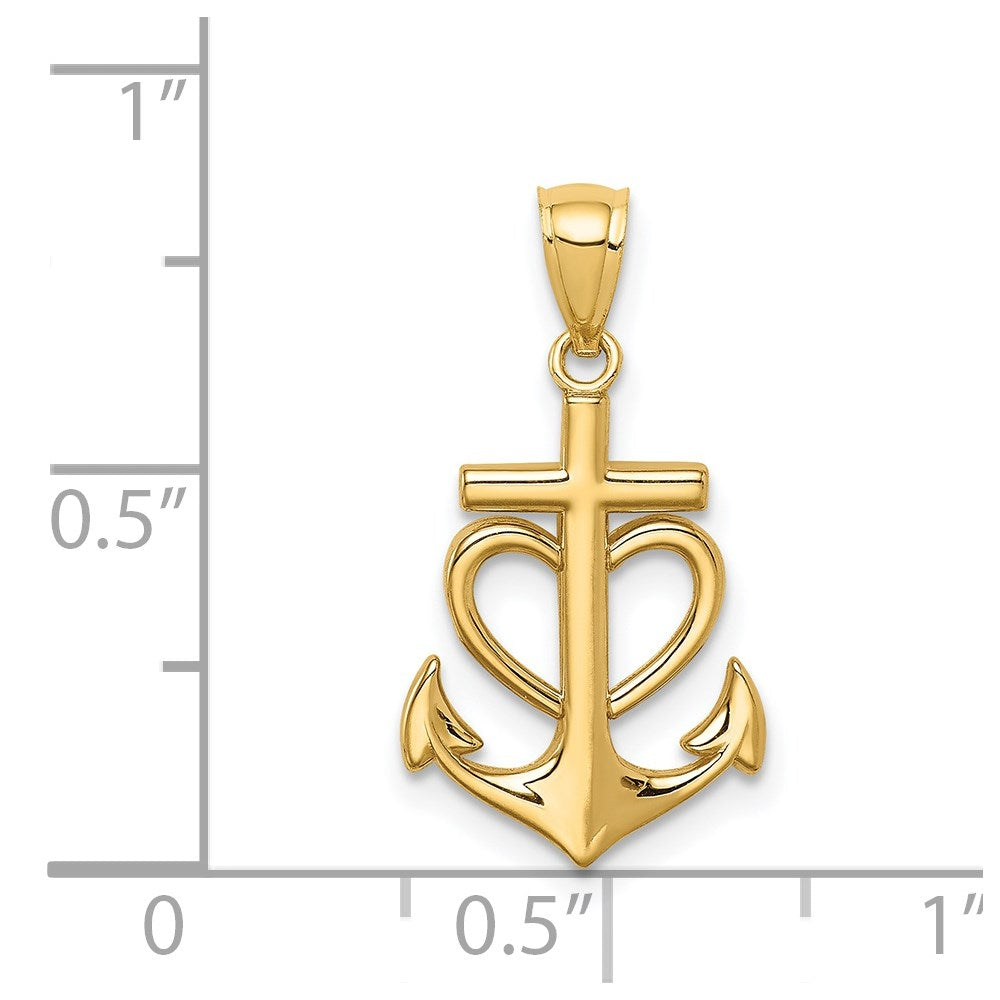 14K Anchor with Heart Pendant - Product Photo
