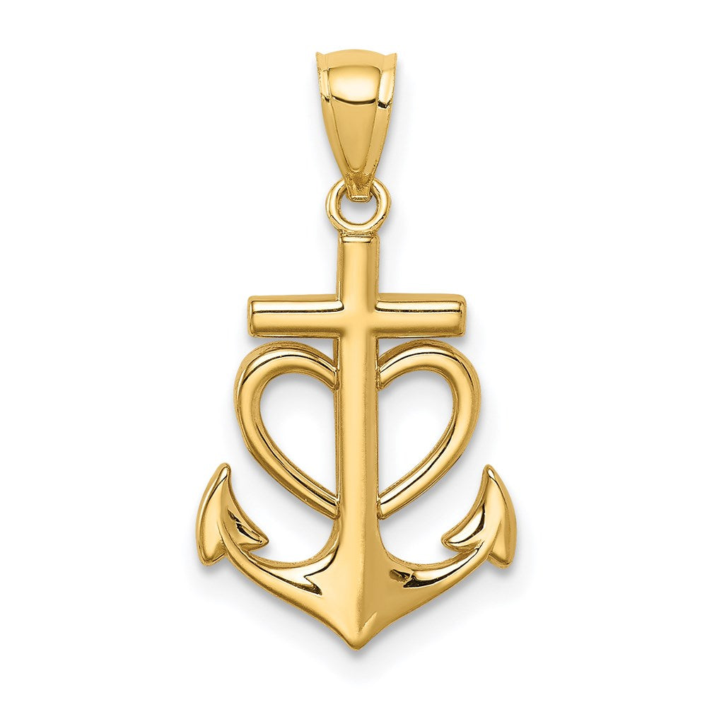 14K Anchor with Heart Pendant - Product Photo