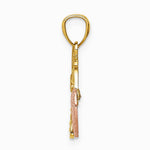14K Two-tone Polished Filigree Heart Lock and Diamond-cut Key Charm - Product Photo
