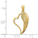 14K Polished Heart and Wing Pendant - Product Photo