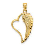 14K Polished Heart and Wing Pendant - Product Photo