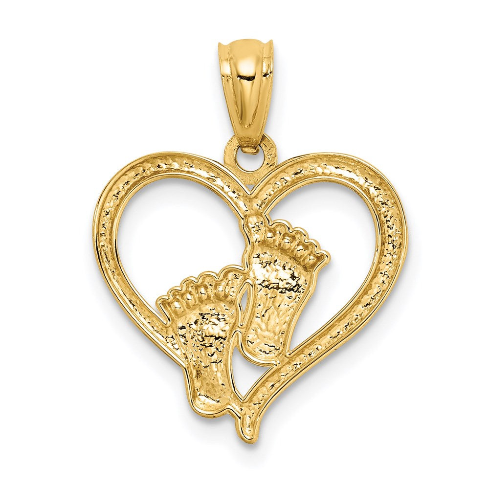 14K Baby Feet in a Heart Pendant - Product Photo