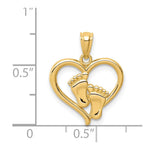 14K Baby Feet in a Heart Pendant - Product Photo