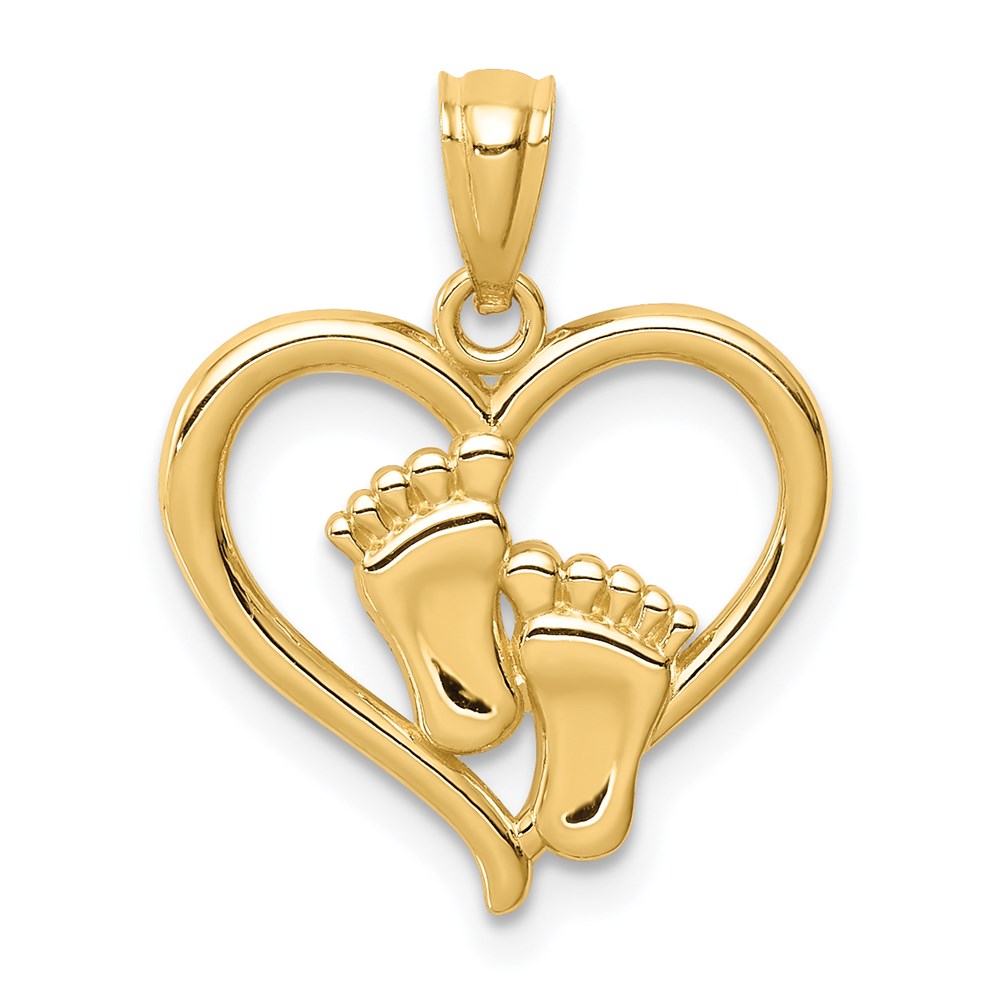 14K Baby Feet in a Heart Pendant - Product Photo