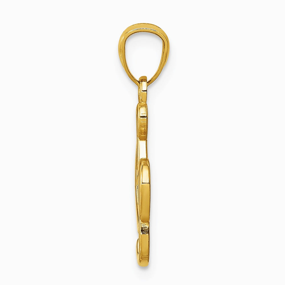 14K Yellow Gold Treble Clef With Heart Pendant - Product Photo