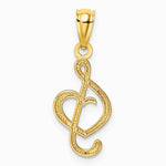 14K Yellow Gold Treble Clef With Heart Pendant - Product Photo
