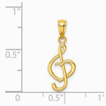 14K Yellow Gold Treble Clef With Heart Pendant - Product Photo