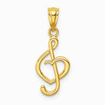 14K Yellow Gold Treble Clef With Heart Pendant - Product Photo