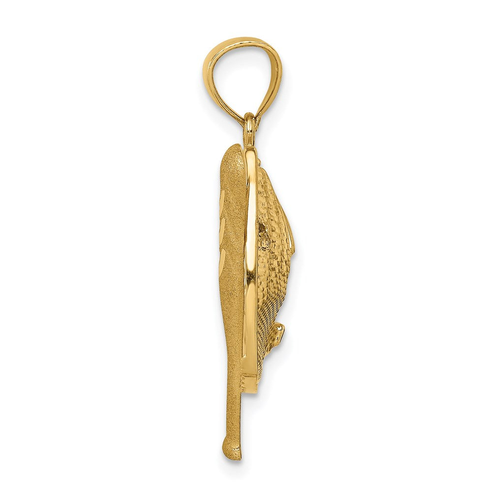 14K D/C White Rhodium Baseball Bat Glove Ball Pendant - Product Photo