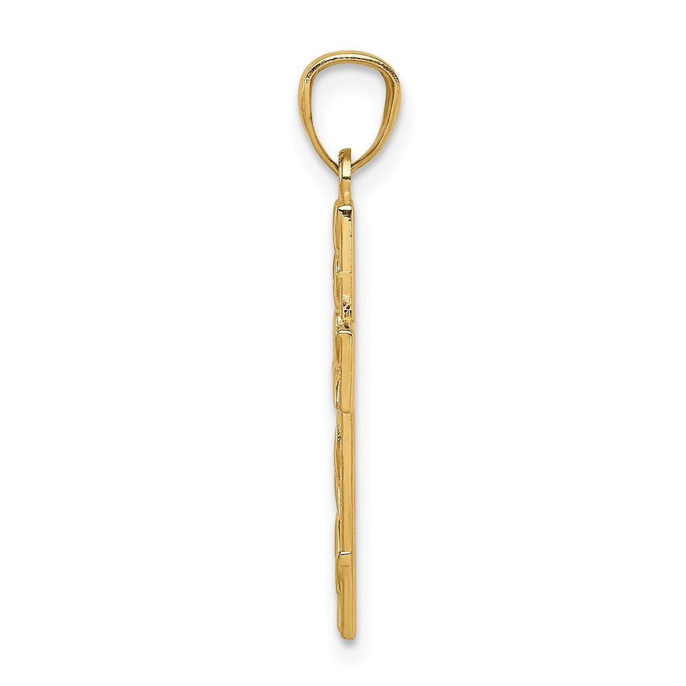 14K Leaf Cross Pendant - Product Photo