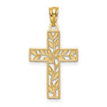 14K Leaf Cross Pendant - Product Photo