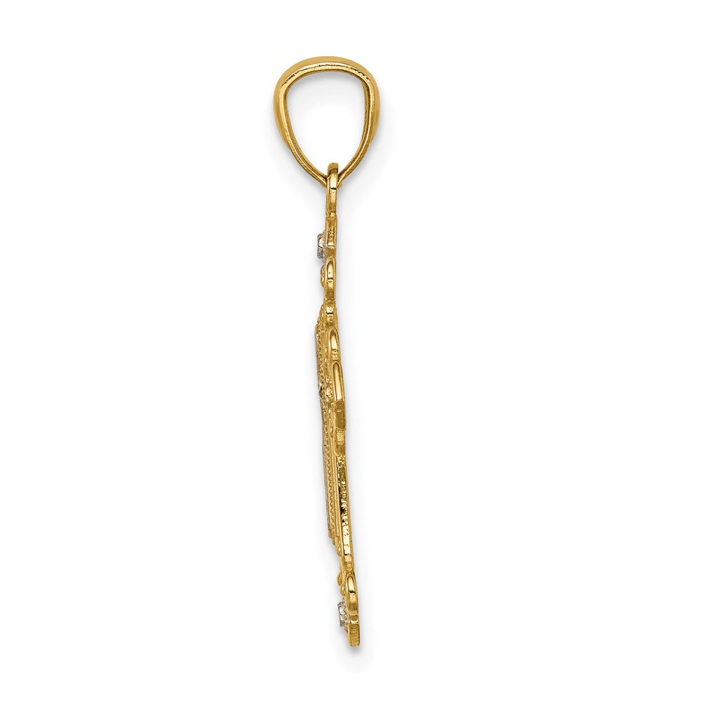 14K w/White Rhodium D/C Cross Pendant - Product Photo
