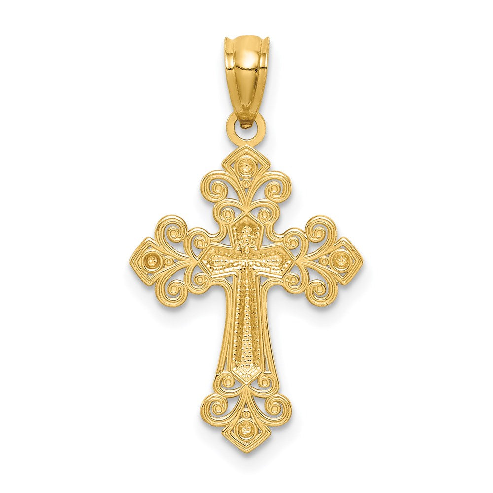 14K w/White Rhodium D/C Cross Pendant - Product Photo