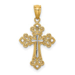 14K w/White Rhodium D/C Cross Pendant - Product Photo